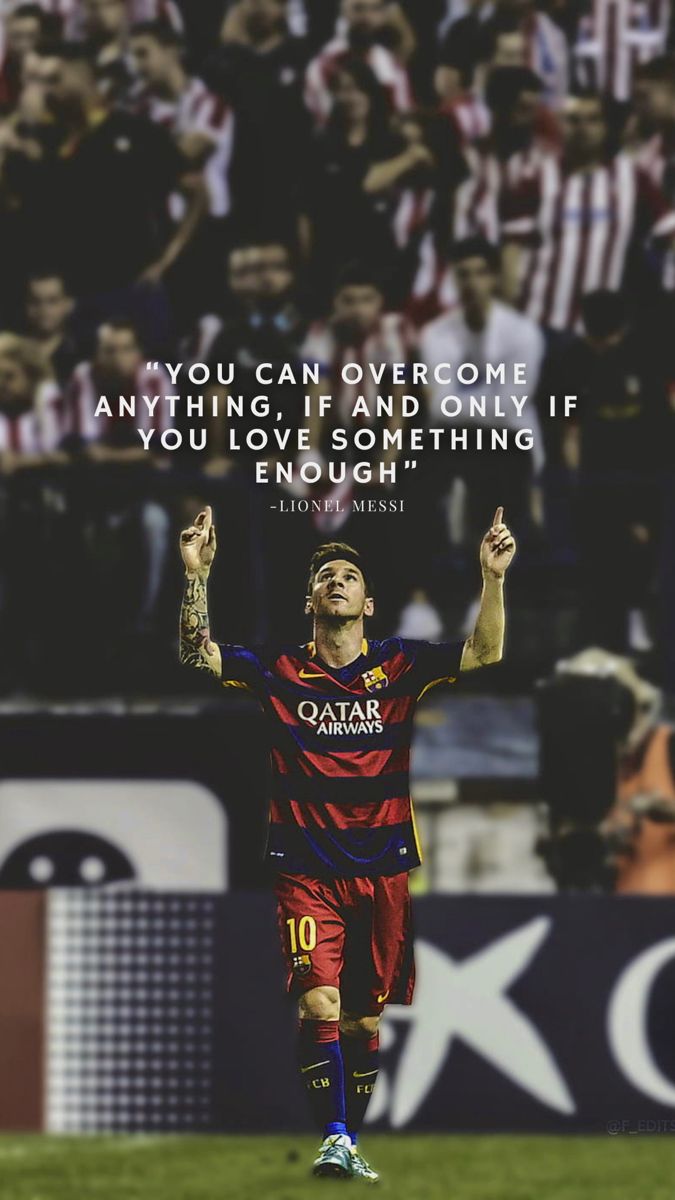 a soccer player with his hands up in the air and a quote above him that reads, you can overcome anyone anything else