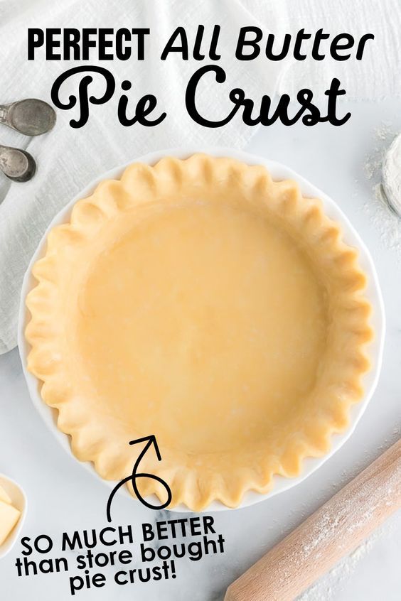 an image of pie crust in a pie pan with ingredients to make it and how to use it