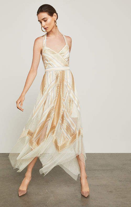 New Years Eve Dream Dress. Bcbg Metallic Striped Handkerchief Dress. Beautiful dress #fashiontrends #fashion fashioninspiration #newyearseve  #newyear2018 #newyearseveparty #afflink Garden Wedding Dresses, Handkerchief Dress, Asymmetrical Dress, Dream Dress, Party Dresses, Stylish Women, Editorial Fashion, High Low Dress, Halter Dress