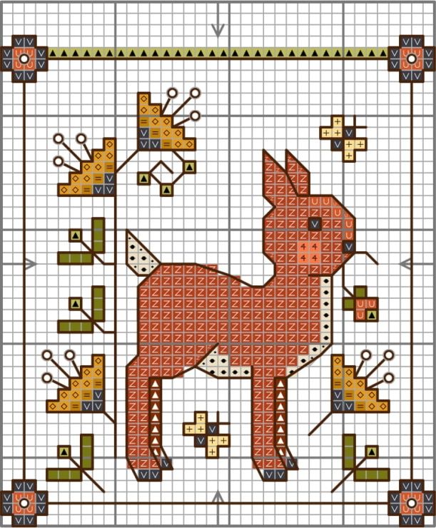 a cross stitch pattern with a dog on it