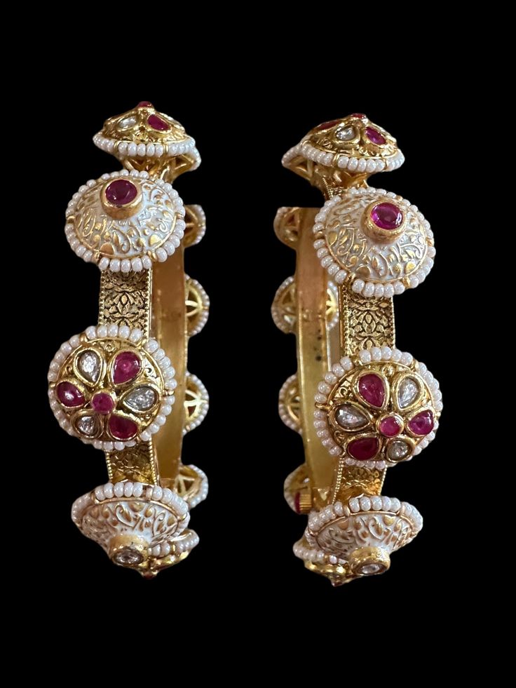 Ready to ship bangles gold plated with high quality Polki and talpi stones with Meenakari openable with screw size 2.4,2.6 available 22k Gold Meenakari Bangle, Traditional Gold Plated Bangle For Puja, Traditional 22k Gold Chandbali Bangle, Round Openable Jewelry For Puja, Openable Round Bangle For Festivals, Openable Bangle For Festivals, Gold Plated Bangle For Puja, Traditional Gold Plated Bangle For Diwali, Gold Plated Temple Jewelry Bangle For Ceremonial Occasions