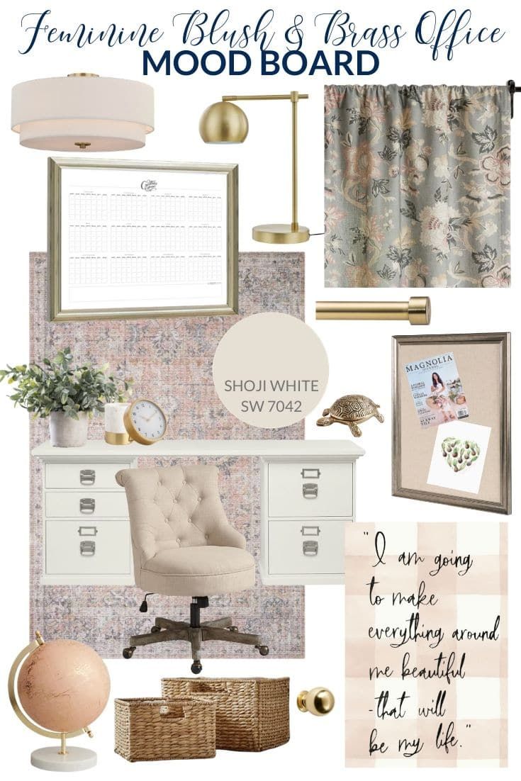 a collage of furniture, desks and wallpaper