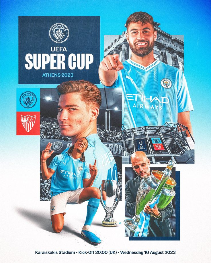 the poster shows two men holding trophies and one is pointing his finger at something in front of him