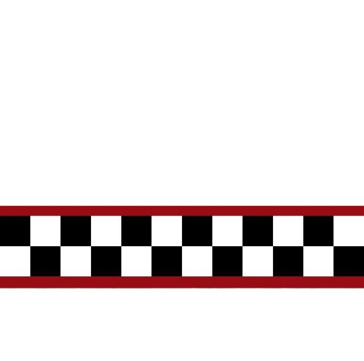 a black and white checkered ribbon with a red border