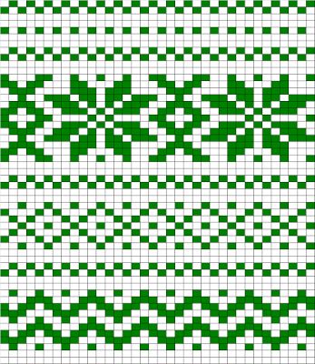 a cross stitch pattern in green and white