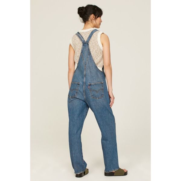 Blue denim (100% Cotton). Overalls. Pull on. 29" inseam. Imported. Blue Utility Jeans For Everyday, Utility Style Medium Wash Recycled Denim Jeans, Utility Style Medium Wash Denim Jeans, Medium Wash Denim Utility Jeans, Medium Wash Utility Jeans, Relaxed Fit Medium Wash Denim Jumpsuit For Everyday, Medium Wash High Rise Washed Denim Jumpsuit, Relaxed Fit High Rise Denim Jumpsuit In Medium Wash, Everyday Medium Wash Relaxed Fit Denim Jumpsuit