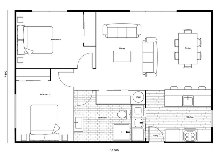 the floor plan for a studio apartment with one bedroom and an attached living room area