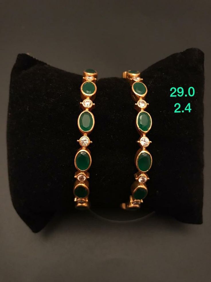 Green Stone Diamond Earrings, Black Stone Bangles In Gold, Stone Bangles Gold, Emerald Bangles, Emerald Bracelets, Stone Bangles, Wedding Jewelry Sets Bridal Jewellery, Black Bangle, Gold Bangles For Women