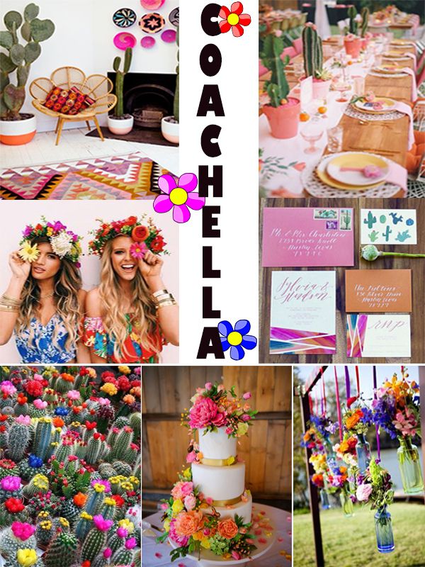 a collage of photos with flowers and cactuses on them, including a cake