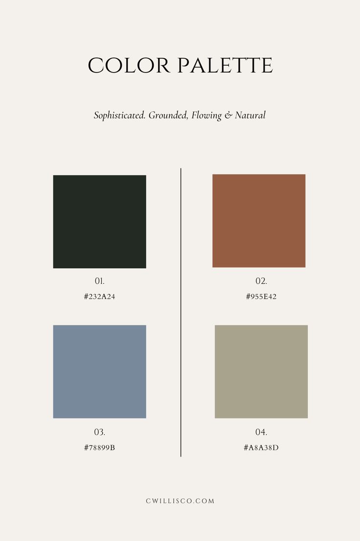 the color palette is shown with different shades