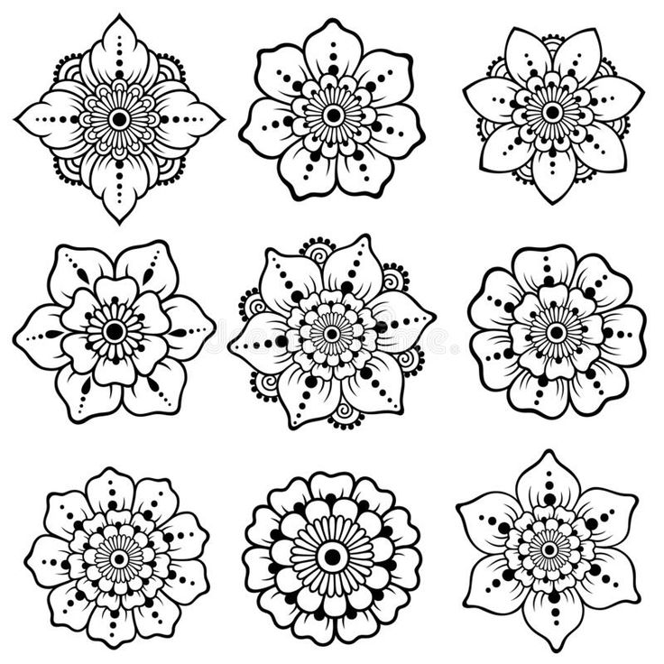 black and white flower designs on a white background stock photo, royalty - free image