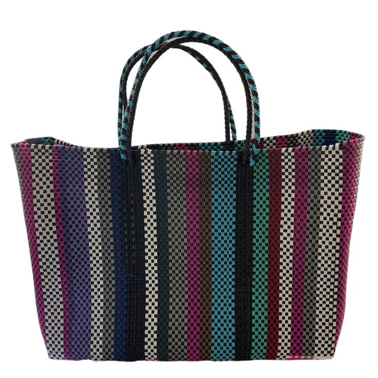 Oaxaca 100% Recycle Tote - SOLOLI Large Multicolor Beach Bag For Everyday Use, Rectangular Reusable Shoulder Bag For Beach, Multicolor Recyclable Bags For Everyday Use, Reusable Rectangular Shoulder Bag For Beach, Multicolor Recyclable Beach Bag For Vacation, Multicolor Recyclable Shoulder Bag For Daily Use, Natural Reusable Bags For Market, Casual Multicolor Recyclable Bag, Multicolor Tote Beach Bag For Market