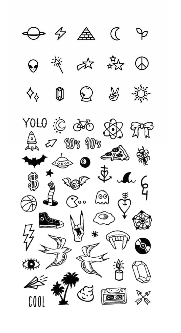 the back side of a white sheet with black ink on it and various different symbols