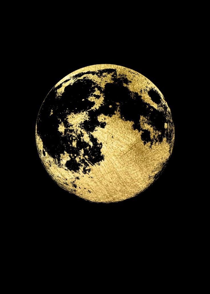 the full moon is shown in black and gold