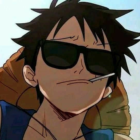 an anime character with sunglasses on his face