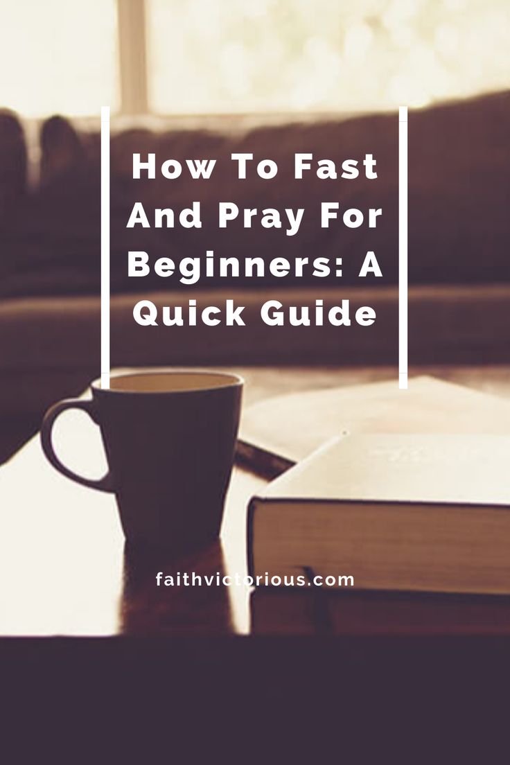 a coffee cup sitting on top of a table next to an open book with the title how to fast and pray for beginners a quick guide