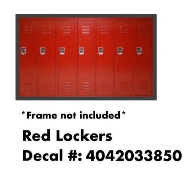 red lockers with the words frame not included