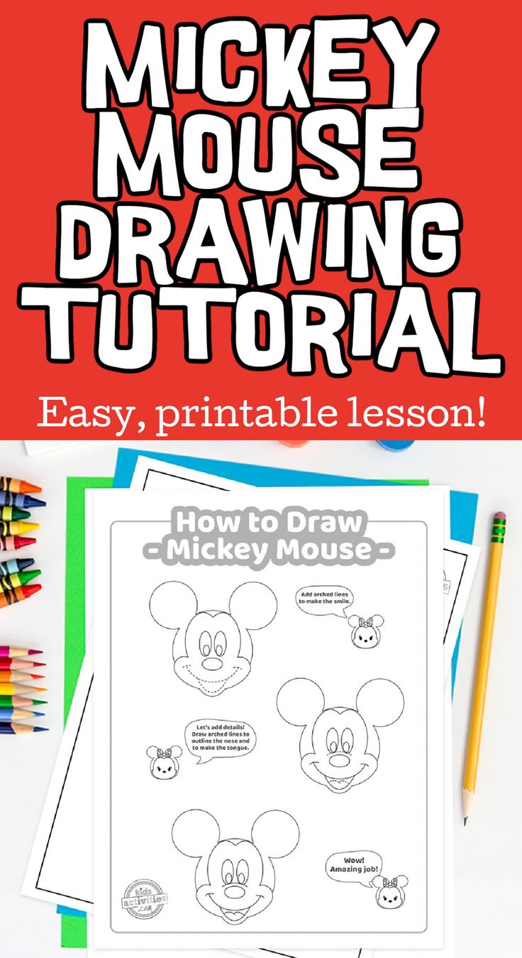 mickey mouse drawing lesson for kids to learn how to draw with markers and crayons