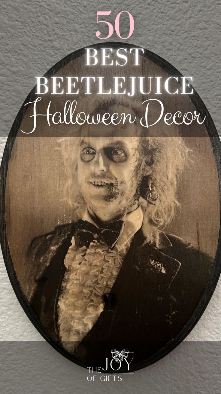 a clock with the words best beetlejuice halloween decor on it's face