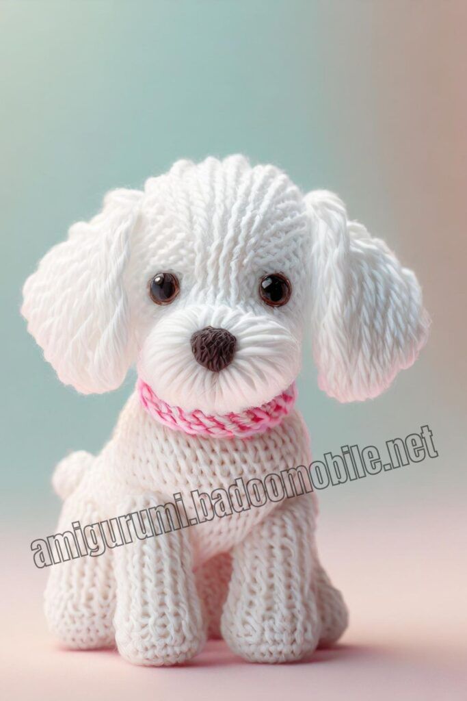 a small white dog wearing a pink collar