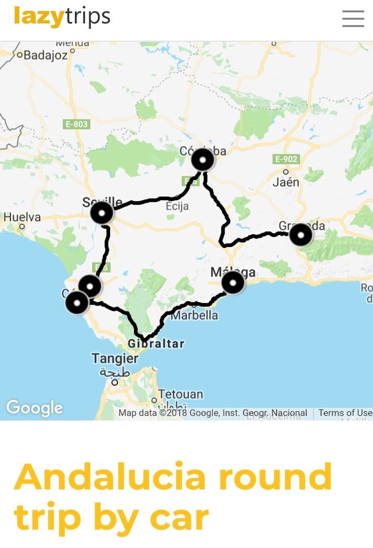 the road map for andaluca round trip by car