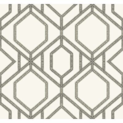 a white and grey wallpaper pattern with hexagonal shapes in the center,