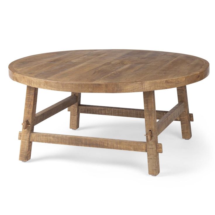 a round wooden table with two legs and a circular top, on an isolated white background