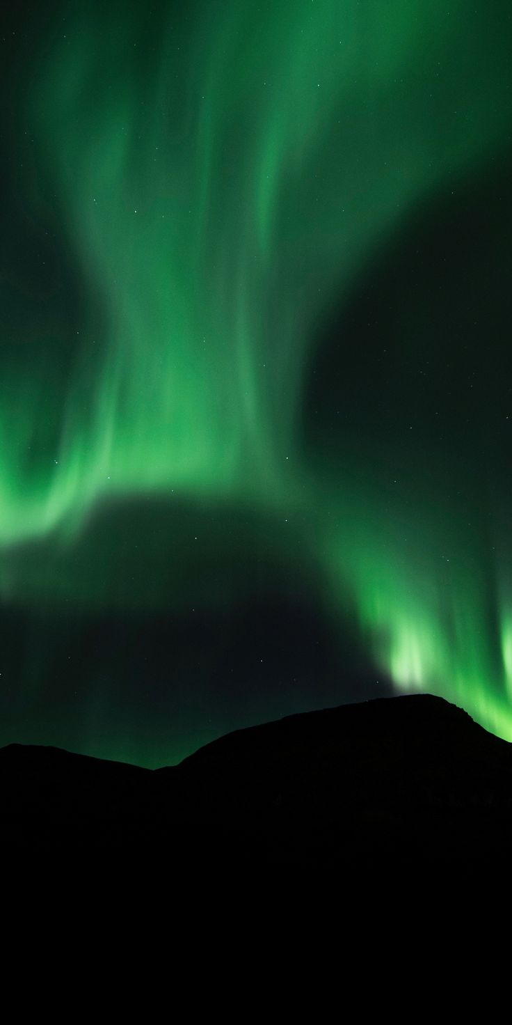 the aurora lights shine brightly in the night sky