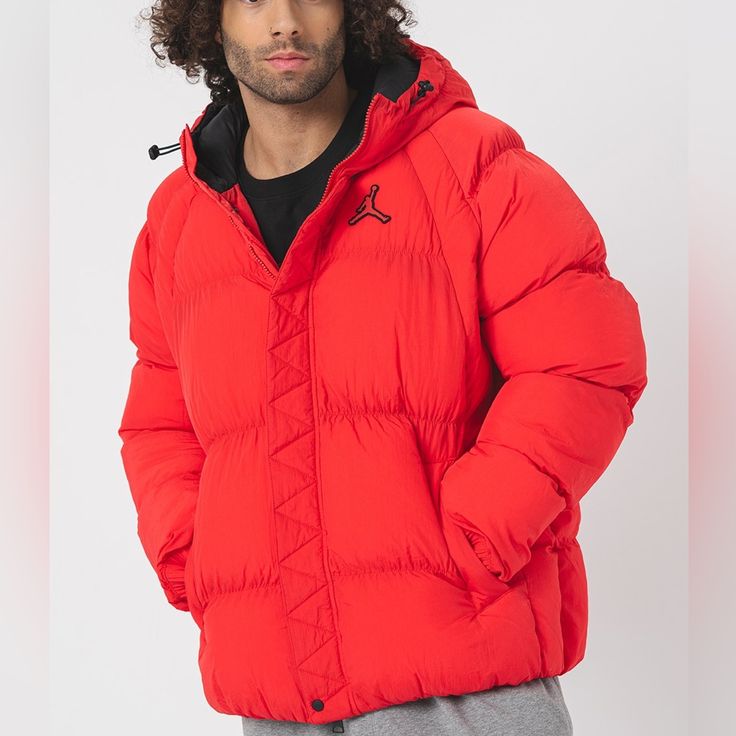 Nike Air Jordan Men’s Puffer Red Jacket Hooded Full Zip Nwt Air Jordan Men, Air Jordan Jacket, Mens Puffer Coat, Nike Puffer Jacket, Jordan Men, Quilted Jacket Men, Jordan Jackets, Puffer Jacket Men, Long Puffer Jacket