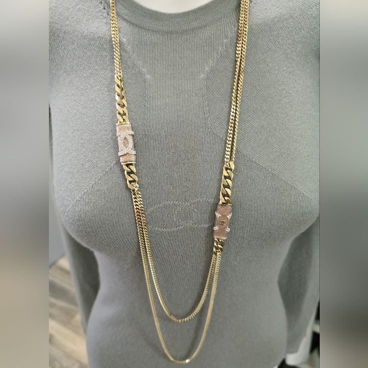 Chanel A21 S Long Necklace. Excellent Condition. Box Included. Make Sure To Check My Shop On Instagram Danvilledesignershop Designer Yellow Gold Metal Necklaces, Designer Yellow Gold Metal Necklace, Designer Yellow Gold Necklace, Designer Chain Necklaces For Formal Occasions, Designer Gold-tone Metal Jewelry, Designer Chain Necklace For Gift, Designer Yellow Gold Evening Necklace, Designer Yellow Gold Chain Necklace, Designer Yellow Gold Necklaces For Evening