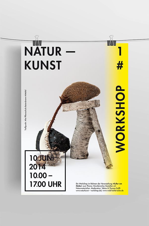 a poster with an image of a mushroom on top of a wooden structure and the words nature