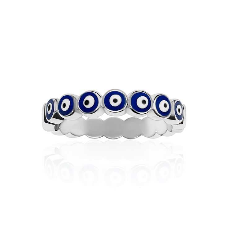 Sterling Silver Classic Blue Eye Ring Evil Eye Jewelry Rings, Marquise Eternity Band, Blue Eye Ring, Eye Ring Silver, Evil Eye Ring Silver, Preppy Jewelry, Jewelry Staples, Silver Eye, Going For Gold