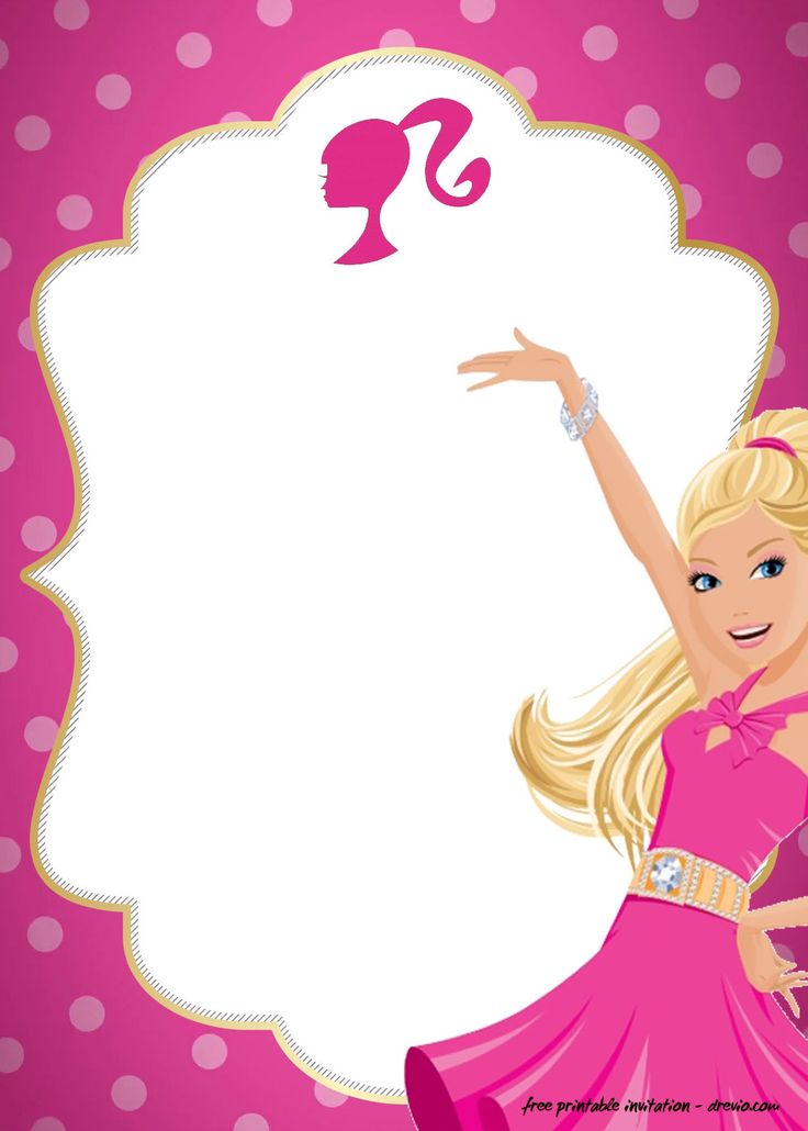 a barbie doll with a pink dress and tiara on her head, pointing to the right