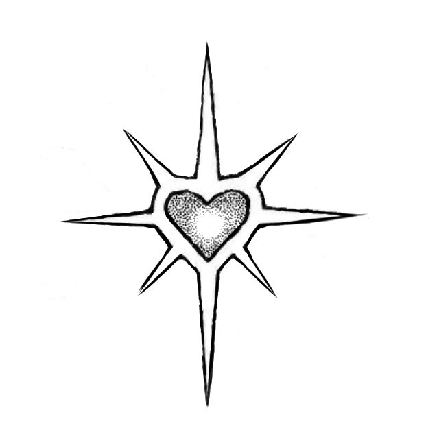 a star with a heart drawn on it