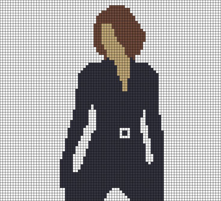 a pixellated image of a woman in black and white, with her hands on her hips