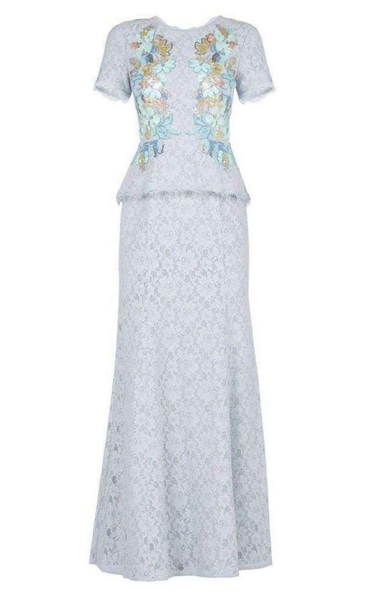 Anaya Lace Peplum Sequin Detail Gown BCBGMAXAZRIA Chic Womens Fashion, Scalloped Lace Dress, Bcbg Dress, Fashion Png, Lace Evening Gowns, Lace Peplum, Blue Gown, Formal Look, Gowns Online