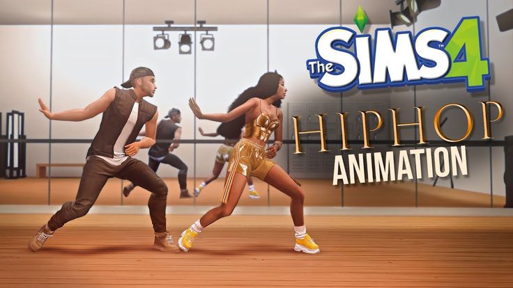 two people are dancing in front of a sign that says, the sims 4 hiphop animation