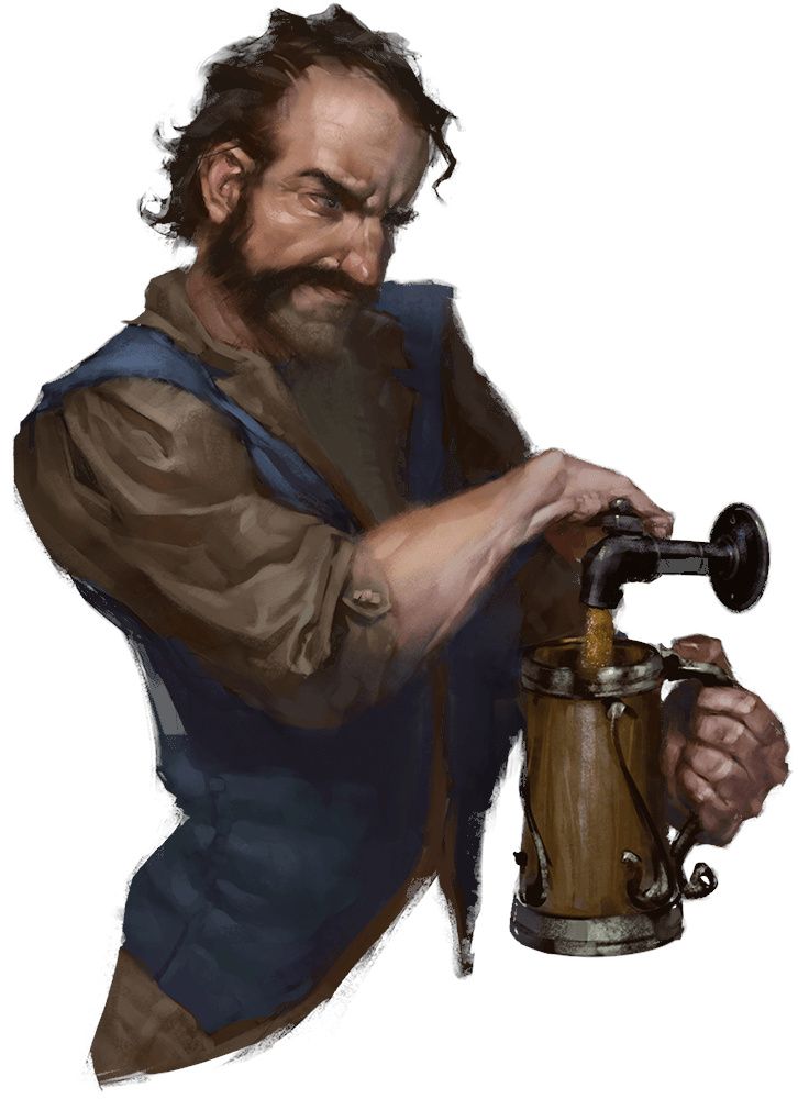 a painting of a man with a beard holding an old fashioned coffee pot and looking at the camera