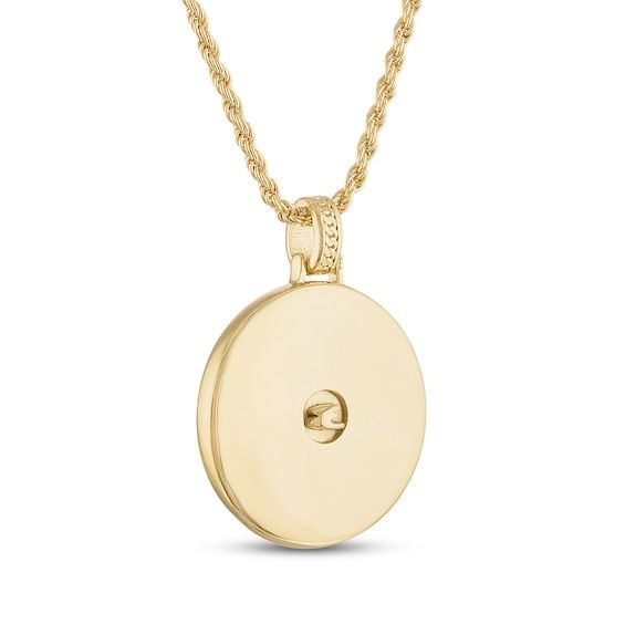 This mystical men's amulet necklace features a depiction of the ancient mythological figure, Zeus. 14K yellow gold-plated sterling silver The 24-inch rope chain secures in place with a lobster clasp. The signature "E" is stamped on the clasp to identify each piece as part of the 1933 by Esquire collection. Yellow Gold Medallion Locket Necklace In Amulet Style, Gold Medallion Coin Necklace With Polished Finish, Gold Medallion Necklace With Polished Round Pendant, Yellow Gold Medallion Necklace With Locket, Gold Round Medallion Necklace With Polished Finish, 14k Gold Medallion Necklace Amulet Style, Yellow Gold Medallion Locket Necklace With Coin Pendant, Tarnish Resistant Yellow Gold Medallion Locket Necklace, Yellow Gold Medallion Necklace With Polished Finish