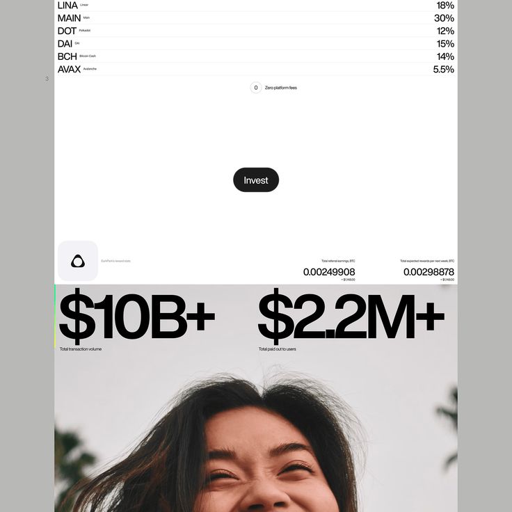 an image of a woman smiling with the words $ 12 22m above her head