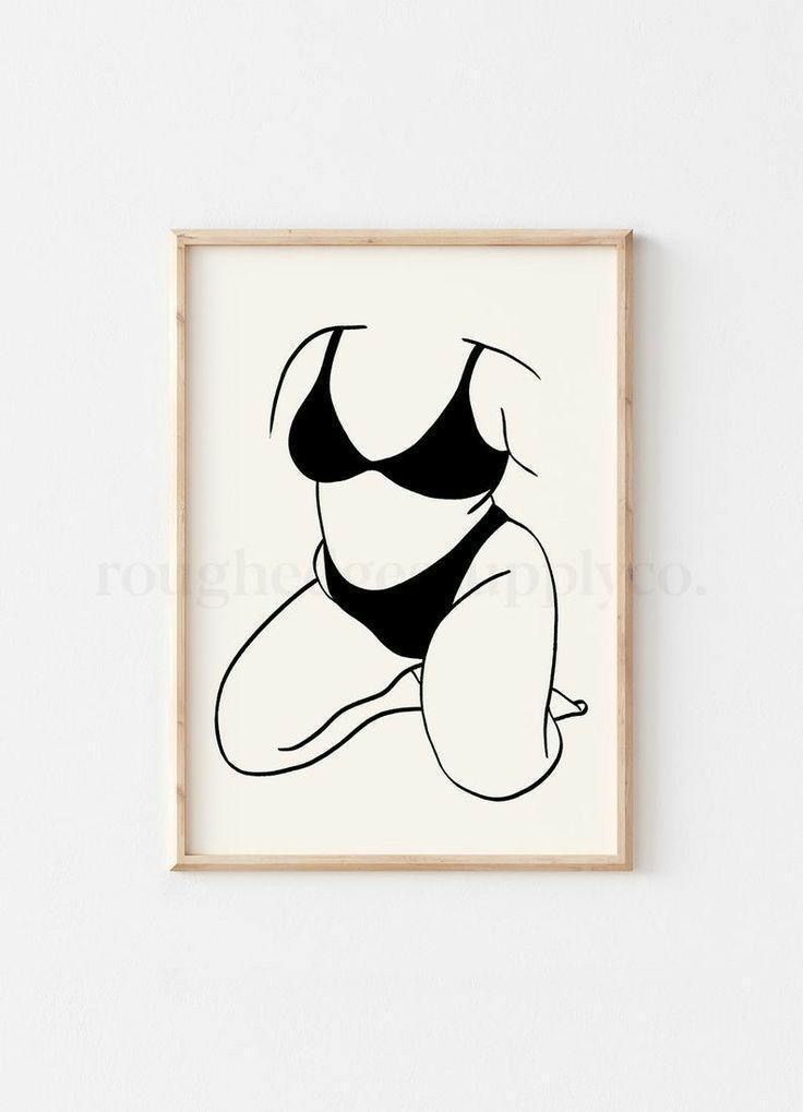 Body Positive Line Art, Line Art Female, Minimalist Wall Art Printable, Body Image Art, Body Positivity Art, Figure Art, Art Female, Outline Art, Female Figure