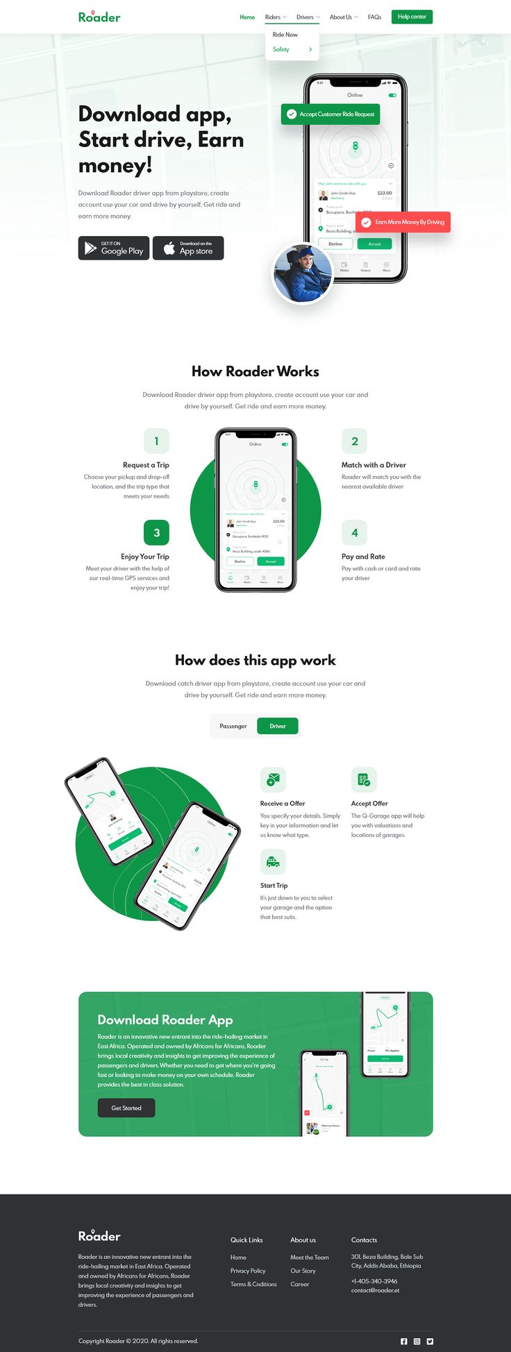 the landing page for an app that is designed to look like a mobile phone and tablet