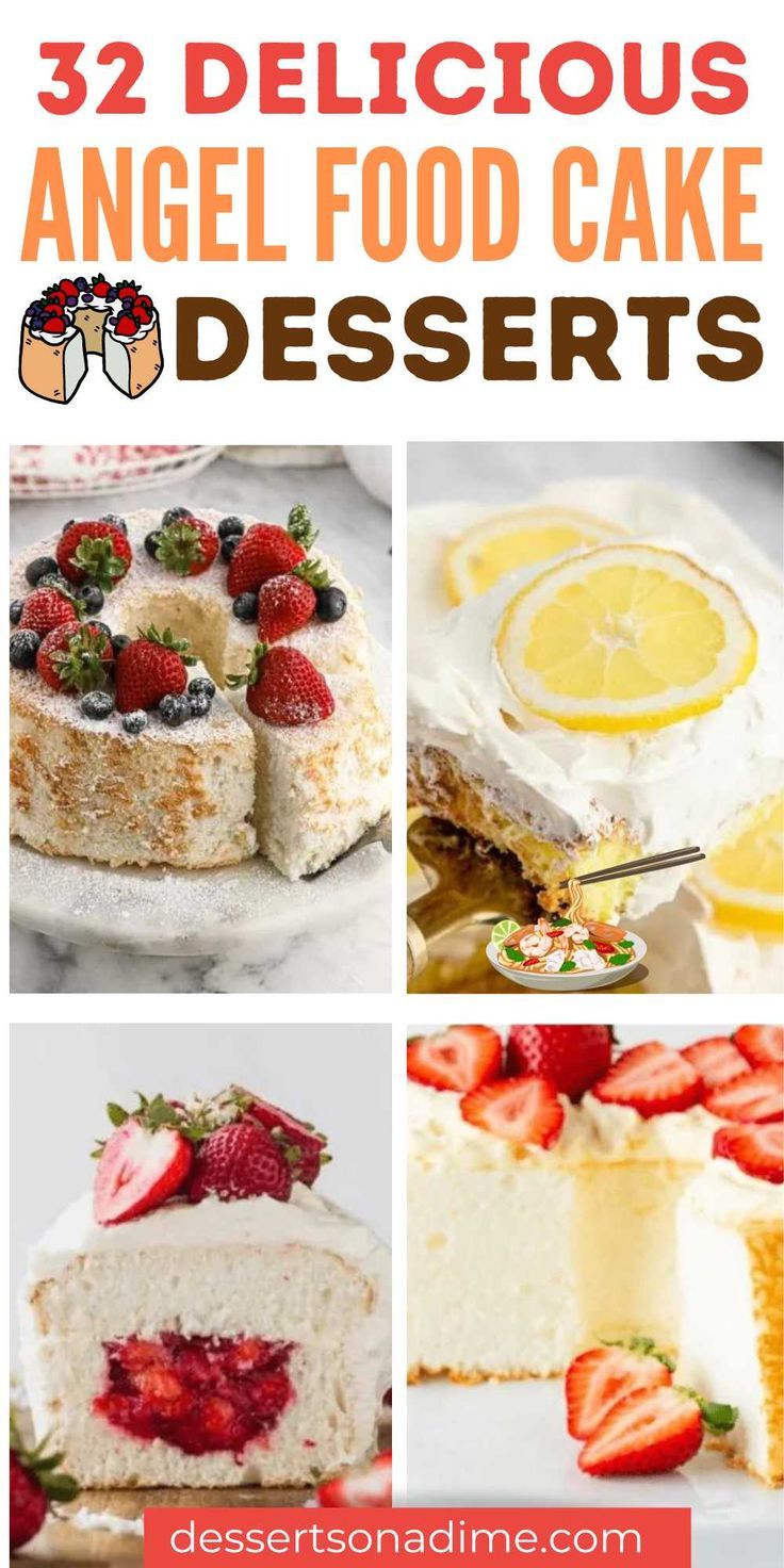 angel food cake desserts with text overlay