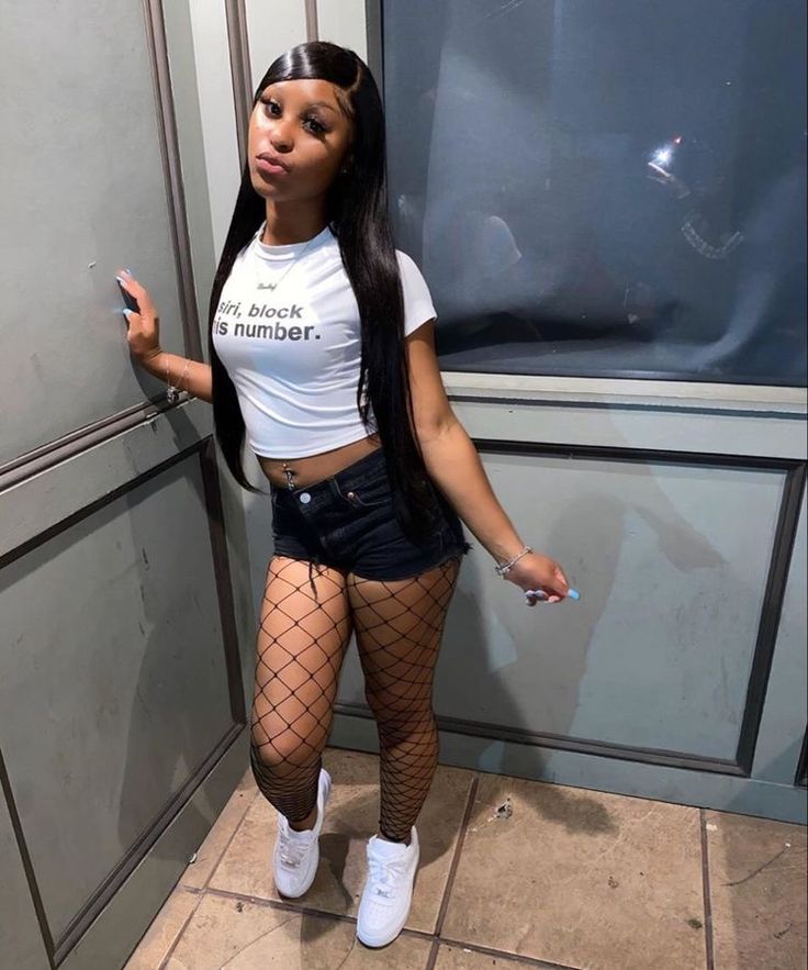 #outfits #fashion Outfits With Air Force Ones Black, Outfits With Air Force Ones, Fishnet Outfit, Cute Birthday Outfits, Teen Birthday, Swag Outfits For Girls, Birthday Outfits, Girls Summer Outfits