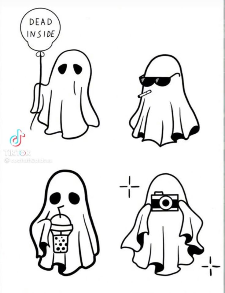 three ghost pictures with one holding a camera and the other wearing sunglasses, while another has a