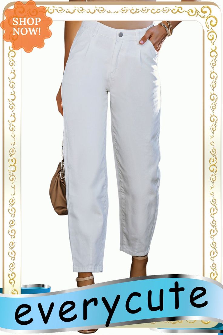 White Solid High Waist Casual Pants White Solid, Casual Pants, Womens Bottoms, High Waist, Pants For Women, High Waisted, Pants, White, Trousers