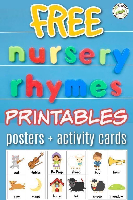 a poster with the words free nursery rhymes printables and activity cards