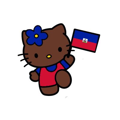 an image of a hello kitty holding a flag