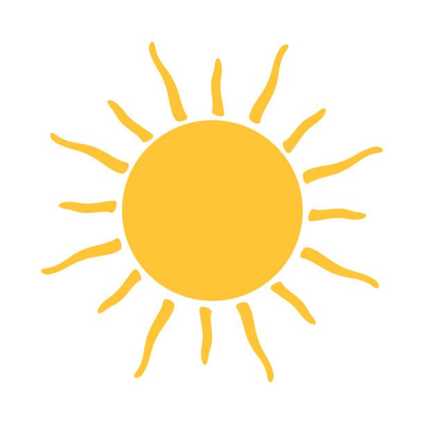 the sun is shown in yellow on a white background