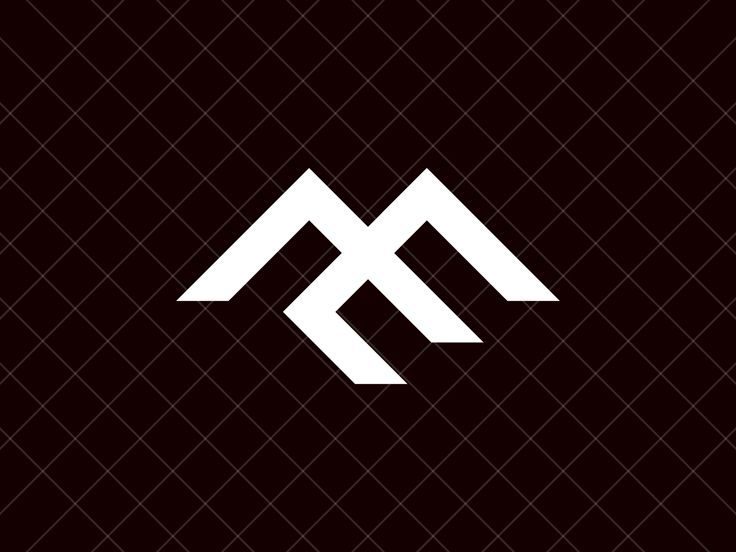 the letter m is made up of two white arrows on a black background with diagonal lines